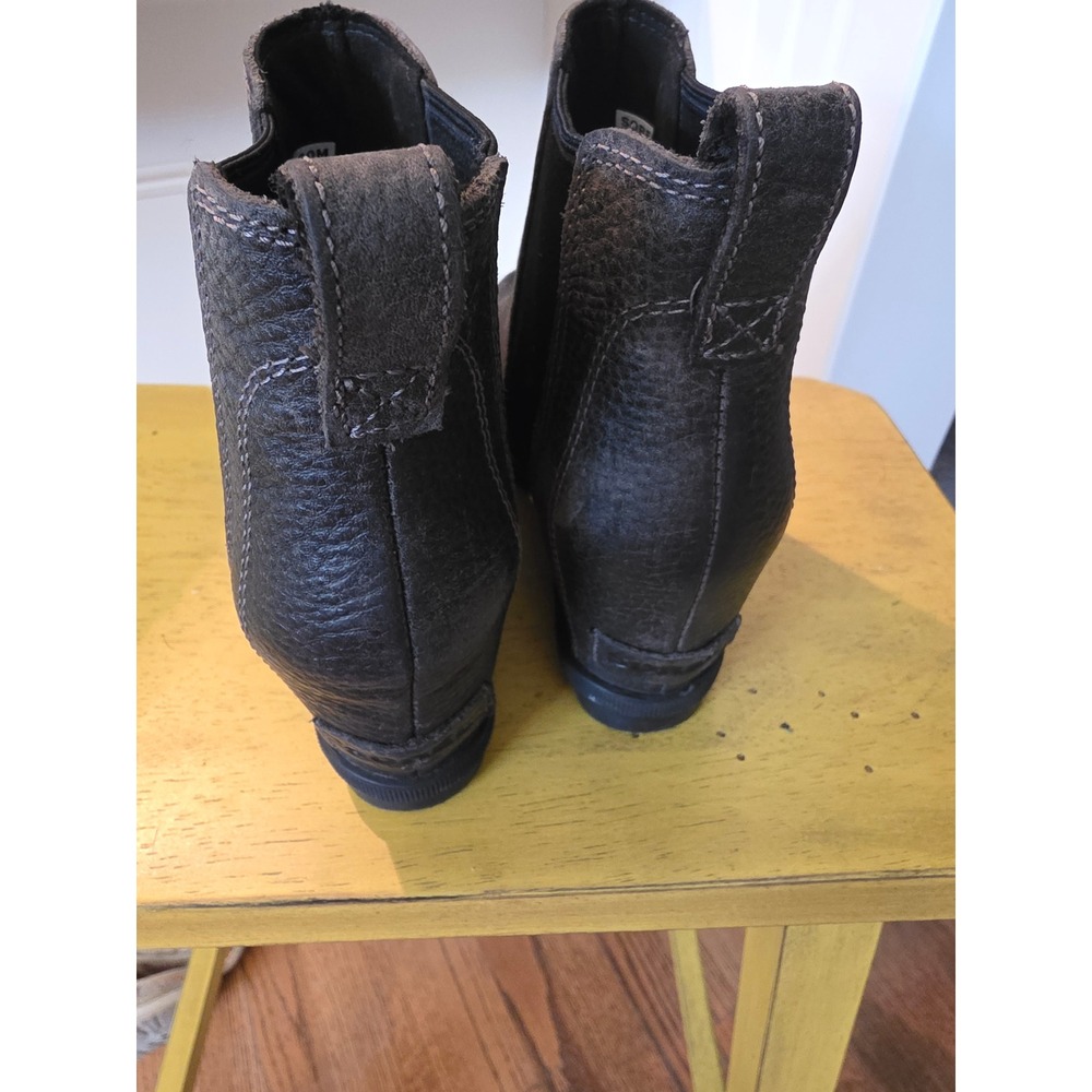 Sorel Joan of Arctic Wedge II Chelsea Boots Quarry Grey Leather NL3346-052 6 - Picture 3 of 6